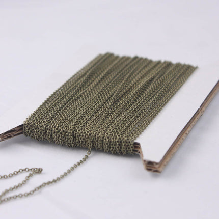 Antique Bronze Chain bulk chain, 300 ft spool of Tiny Flat Chain Soldered Cable Chain -2mm 2x1.4mm -Free Adequate Jumpring 500pcs - C214F