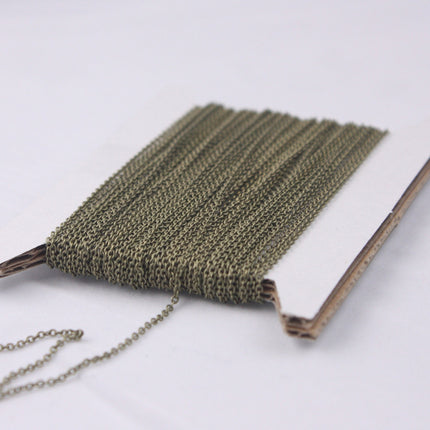 Antique Bronze Chain, bulk chain, 100 ft Tiny Flat Chain Soldered Cable Chain -2mm 2x1.4mm -Free Adequate Jumpring 200pcs - C214F