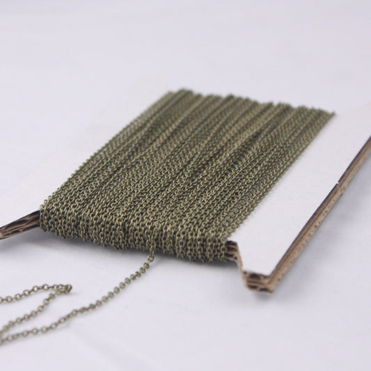 Antique Bronze Chain, bulk chain, 100 ft Tiny Flat Chain Soldered Cable Chain -2mm 2x1.4mm -Free Adequate Jumpring 200pcs - C214F
