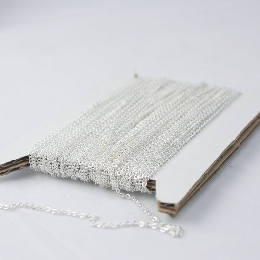 Sterling Silver Plated Bulk Chain, 10 ft of Tiny Flat Soldered Wholesale Cable Chain - 2mm 2x1.4mm - Free Adequate Jumpring 50pcs - C214F
