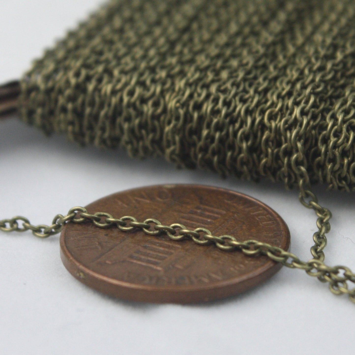 100 feet Antique Bronze Chain Tiny Round SOLDERED BRASS Chain Cable Chain 1.6x1.4mm- Free Jump Rings 50pcs Dainty Delicate  bulk - 1614S