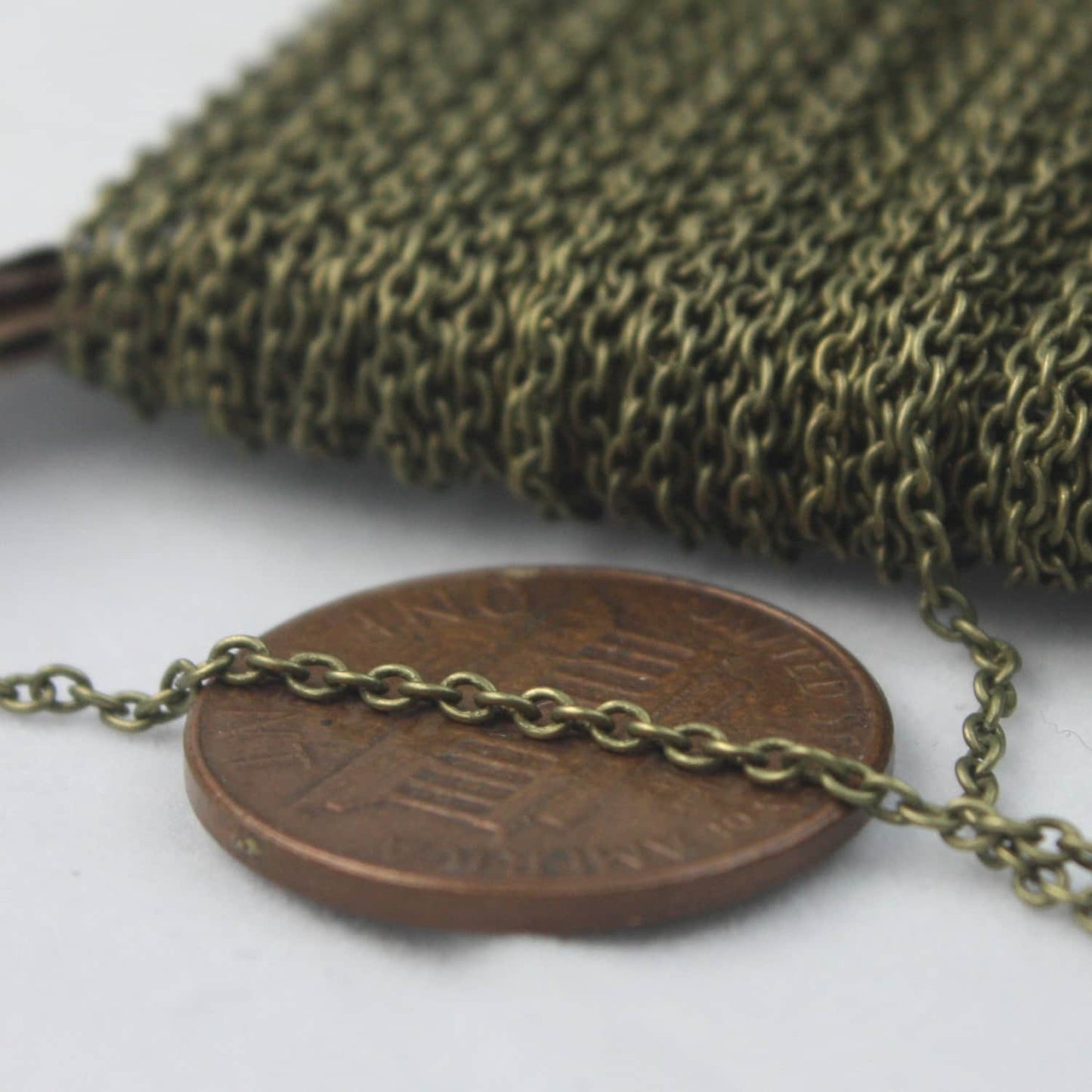 Antique Bronze Chain Bulk, 10 ft of Tiny Round SOLDERED BRASS Chain Cable Chain 1.6x1.4mm- Free Jump Rings 50pcs Dainty Delicate - 1614S