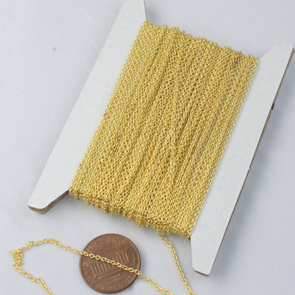 Gold Plated Chain Bulk, 10 ft of Tiny Round SOLDERED Chain Cable Chain 1.6x1.4mm- Free Jump Rings 50pcs Dainty Delicate - 1614S