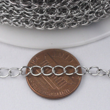 32 feet Stainless Steel Curb Chain Extender Sturdy Curb Chain  - 5x4mm 0.6mm thickness Chain Necklace Bracelet Big Link SOLDER Link - ST54CU