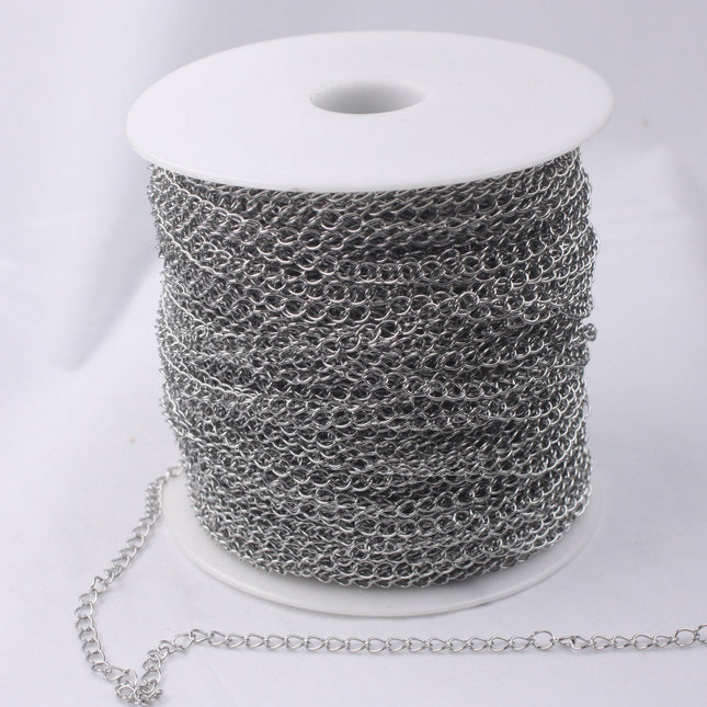 300 feet Stainless Steel Curb Extender Chain Sturdy Curb Chain  -5x4mm 0.6mm thickness Chain Necklace Bracelet Big Link SOLDER Link - ST54CU