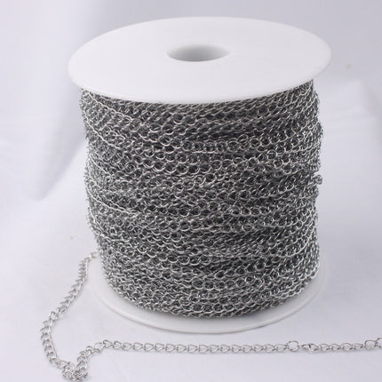 32 feet Stainless Steel Curb Chain Extender Sturdy Curb Chain  - 5x4mm 0.6mm thickness Chain Necklace Bracelet Big Link SOLDER Link - ST54CU