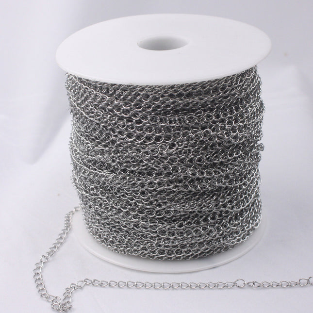 32 feet Stainless Steel Curb Chain Extender Sturdy Curb Chain  - 5x4mm 0.6mm thickness Chain Necklace Bracelet Big Link SOLDER Link - ST54CU