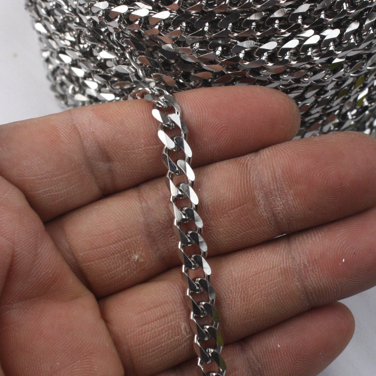 30 ft of Stainless Steel Chunky Heavy Curb Men Chain Miami Cuban Curb Chain Necklace Bracelet - 6.6mm width 1.8mm thickness - ST66MCU