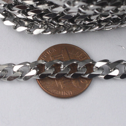 30 ft of Stainless Steel Chunky Heavy Curb Men Chain Miami Cuban Curb Chain Necklace Bracelet - 6.6mm width 1.8mm thickness - ST66MCU