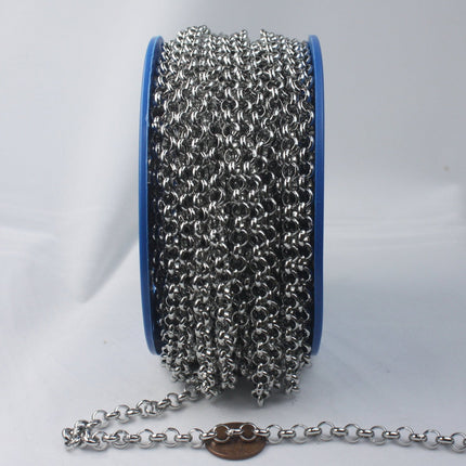 3 feet Stainless Steel ROLO Chain Big Chunky Rolo chain Heavy Bracelet Necklace - 5.8mm - ST58BL