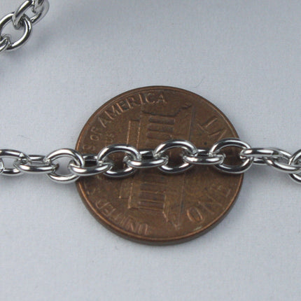 10 ft of Stainless Steel Cable Chain Sturdy Chunky Heavy Cable Chain - 5.2x4.0mm 1.0mm 18G Unsoldered - Bulk Chain Necklace Wholesale DIY