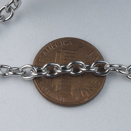 Stainless Steel chain bulk, 100 ft of  Sturdy Chunky Heavy Cable chain - 5.2x4.0mm 1.0mm 18G Unsoldered Link, Wholesale Lot