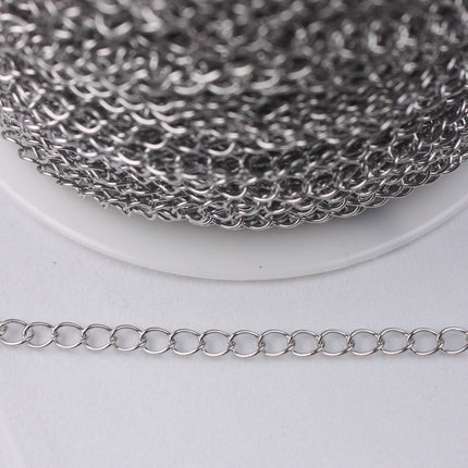 32 feet Stainless Steel Curb Chain Extender Sturdy Curb Chain  - 5x4mm 0.6mm thickness Chain Necklace Bracelet Big Link SOLDER Link - ST54CU