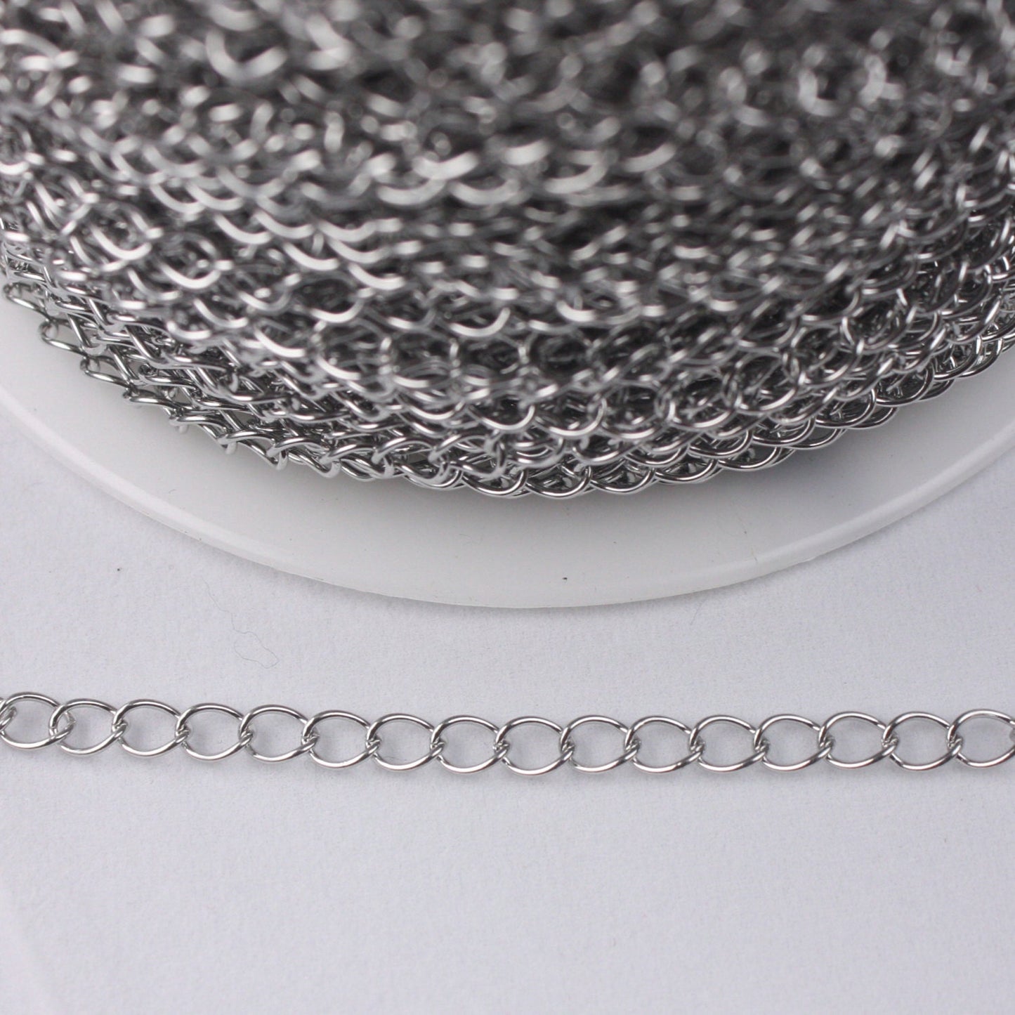 32 feet Stainless Steel Curb Chain Extender Sturdy Curb Chain  - 5x4mm 0.6mm thickness Chain Necklace Bracelet Big Link SOLDER Link - ST54CU