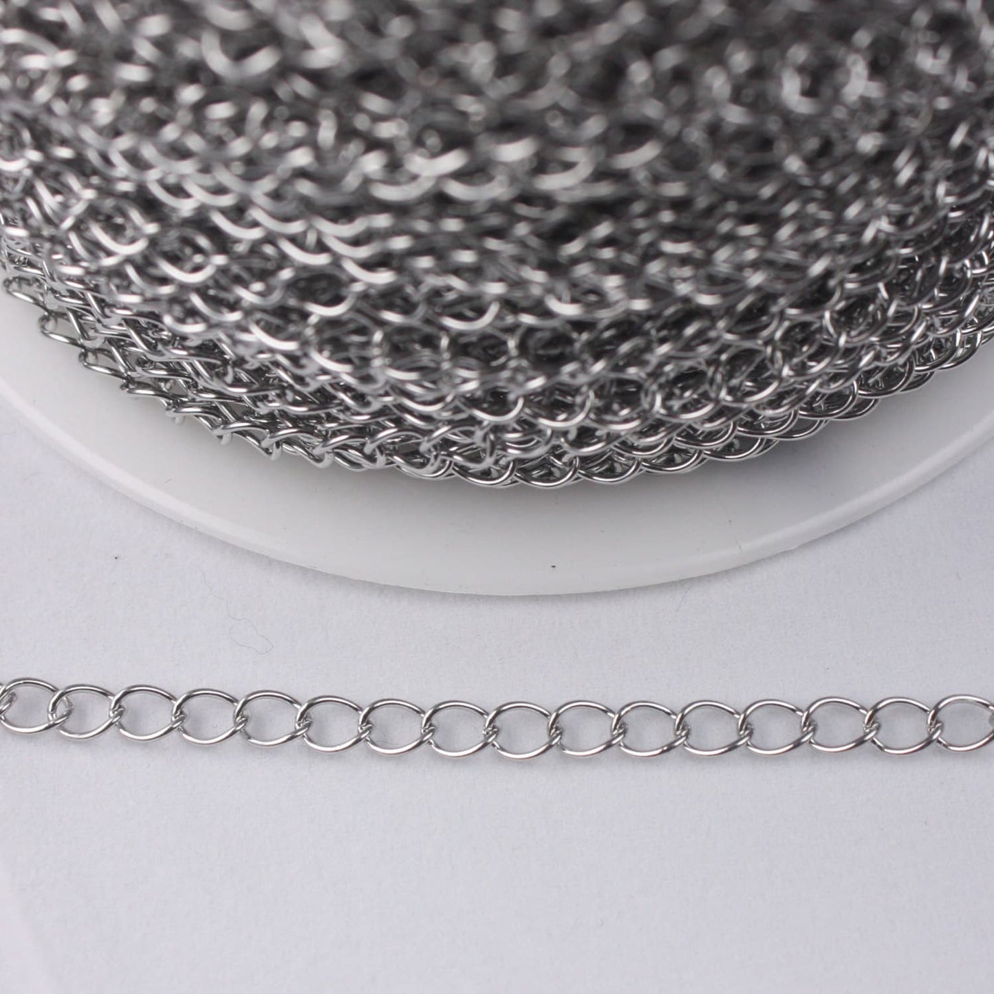 300 feet Stainless Steel Curb Extender Chain Sturdy Curb Chain  -5x4mm 0.6mm thickness Chain Necklace Bracelet Big Link SOLDER Link - ST54CU