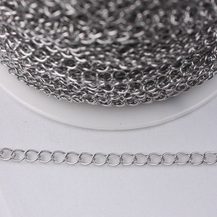 10 feet Stainless Steel Curb Chain Extender Sturdy Curb Chain  - 5x4mm 0.6mm thickness Chain Necklace Bracelet Big Link SOLDER Link - ST54CU