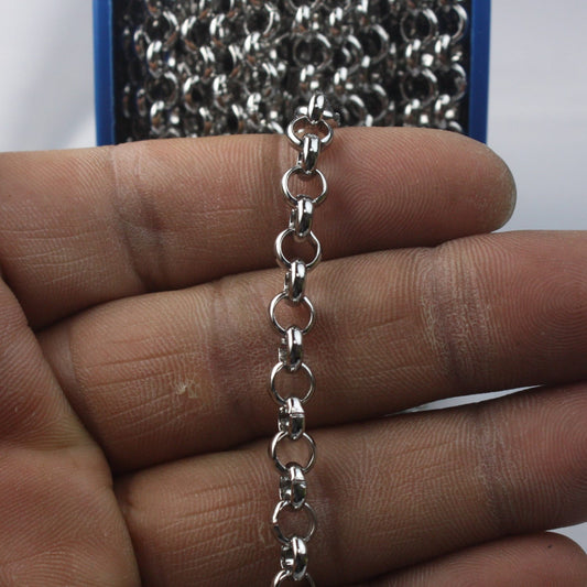 3 feet Stainless Steel ROLO Chain Big Chunky Rolo chain Heavy Bracelet Necklace - 5.8mm - ST58BL