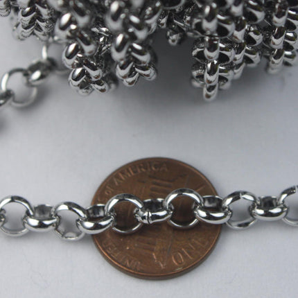 3 feet Stainless Steel ROLO Chain Big Chunky Rolo chain Heavy Bracelet Necklace - 5.8mm - ST58BL