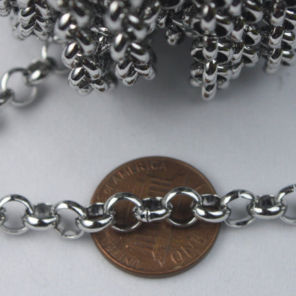 50 feet Stainless Steel Rolo chain / Big Chunky chain Heavy Bracelet Necklace bulk chain - 5.8mm - ST58BL