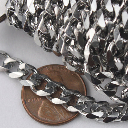 30 ft of Stainless Steel Chunky Heavy Curb Men Chain Miami Cuban Curb Chain Necklace Bracelet - 6.6mm width 1.8mm thickness - ST66MCU