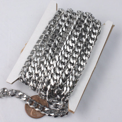 10 ft of Stainless Steel Chunky Heavy Curb Men Chain Miami Cuban Curb Chain Necklace Bracelet - 6.6mm width 1.8mm thickness - ST66MCU