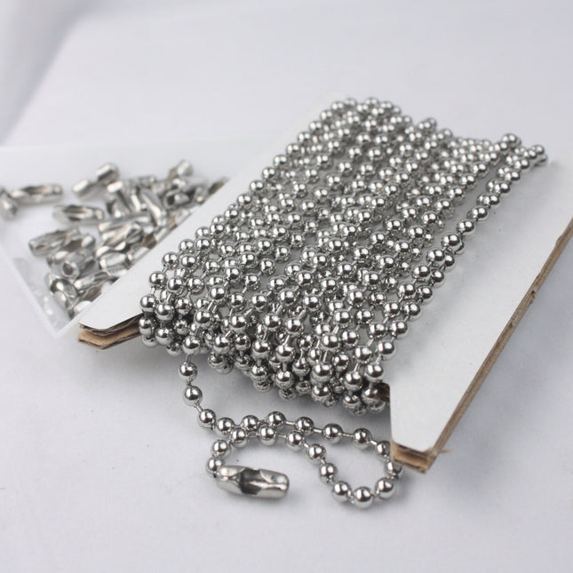 10 Ft Stainless Steel Chunky Ball Chain - 3.2mm Ball size with Free 5 pcs of Connector Insert- STBall3.2