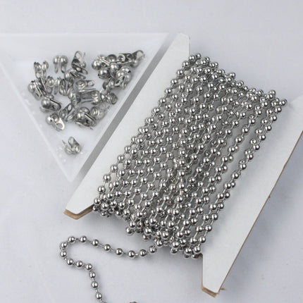 10 Ft Stainless Steel Chunky Ball Chain - 3.2mm Ball size with Free 6 pcs of Connector Crimp - STBall3.2
