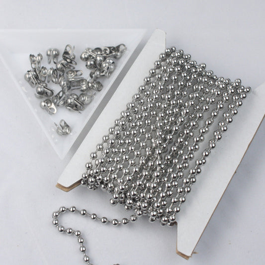 10 Ft Stainless Steel Chunky Ball Chain - 3.2mm Ball size with Free 6 pcs of Connector Crimp - STBall3.2