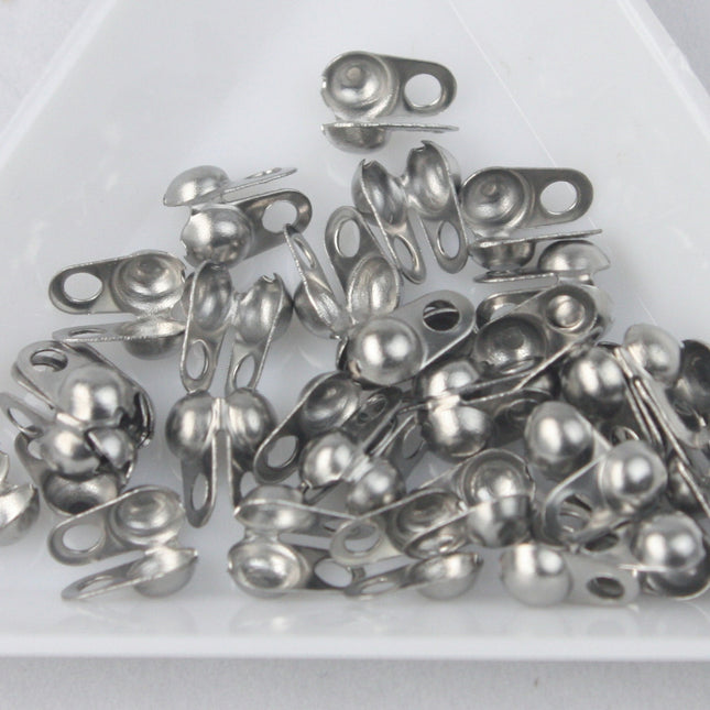 50 pcs of STAINLESS Steel Ball Chain Connectors Clasps - for 3.2mm ball chain - Crimp Type