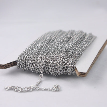 NEW Stainless Steel Textured Flat Cable Chain bulk, 3/10/30 feet - 2.9x1.8mm unsoldered link ST2918T