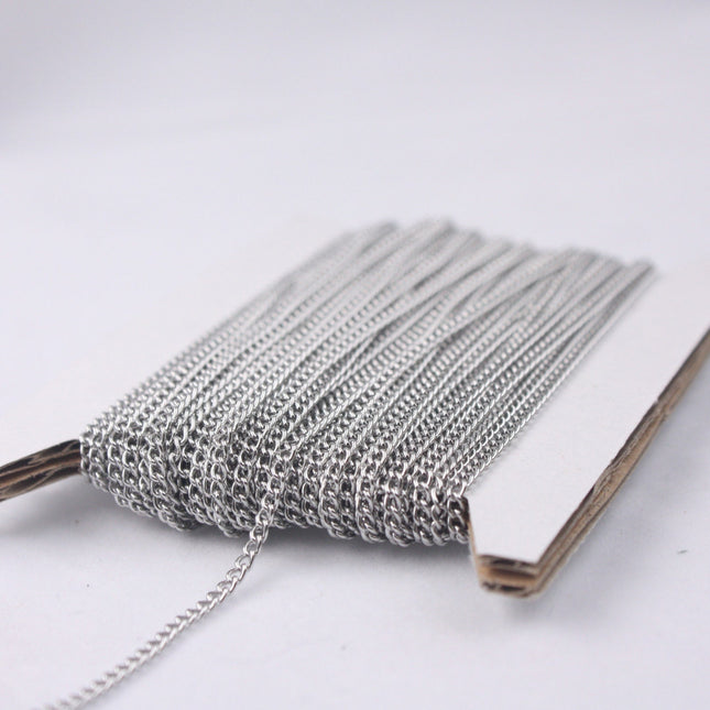 Stainless Steel chain bulk, 30ft spool of Surgical Stainless Steel 316L Sturdy tiny curb chain - 1.80mm Unsoldered Link