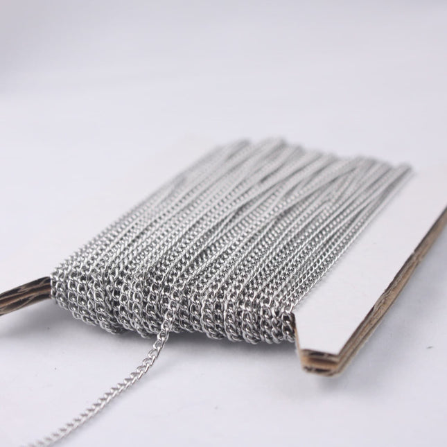 3 feet Stainless Steel SOLDERED Curb chain - 1.8mm Surgical Stainless Steel 316L Sturdy tiny curb chain - 1.80mm Soldered Link