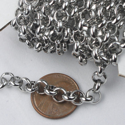3 feet Stainless Steel ROLO Chain Big Chunky Rolo chain Heavy Bracelet Necklace - 5.8mm - ST58BL