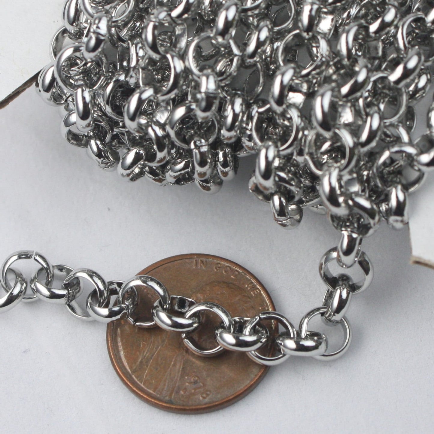 3 feet Stainless Steel ROLO Chain Big Chunky Rolo chain Heavy Bracelet Necklace - 5.8mm - ST58BL