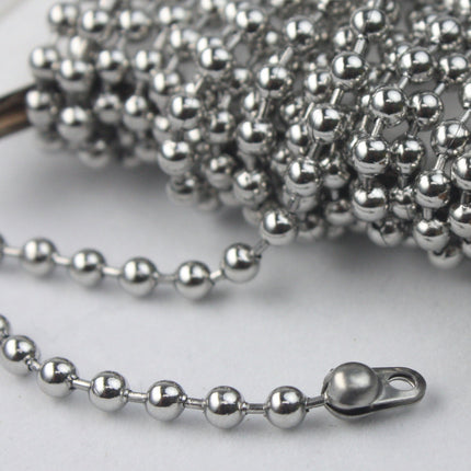 10 Ft Stainless Steel Chunky Ball Chain - 3.2mm Ball size with Free 6 pcs of Connector Crimp - STBall3.2
