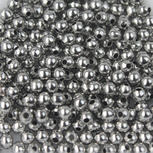 500 pcs Rhodium Plated Round Spacer Beads - 2.4mm