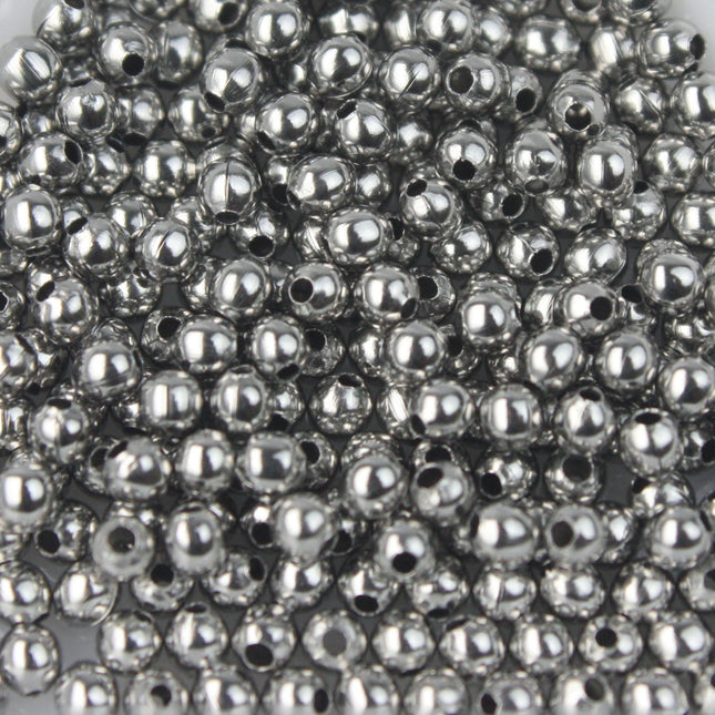 500 pcs Rhodium Plated Round Spacer Beads - 2.4mm