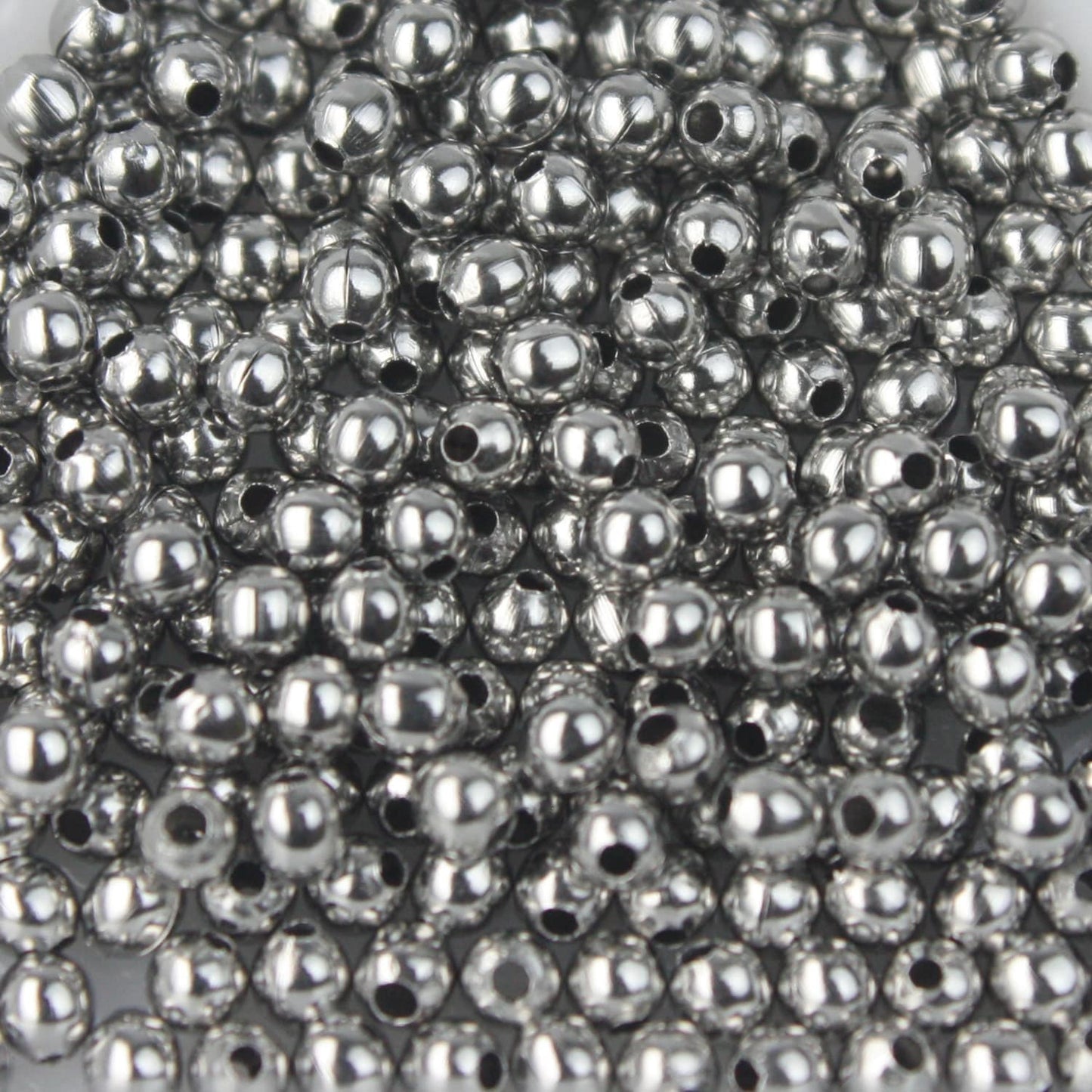 5000 pcs Rhodium Plated Round Spacer Beads - 2.4mm Bulk Wholesale