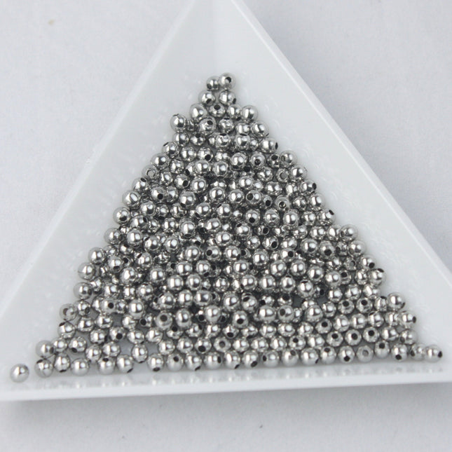 500 pcs Rhodium Plated Round Spacer Beads - 2.4mm