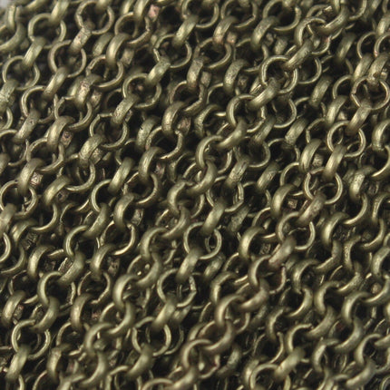 Sample Lot 3 feet(36 inch) Antique Bronze ROLO Chain bulk - 3.1mm SOLDERED Link BRASS Rolo Chain - Necklace Bracelet Wholesale Bulk