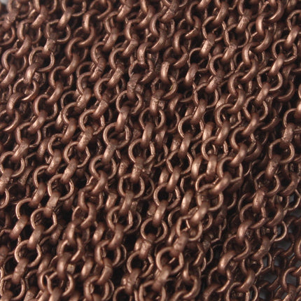 Antique Copper Rolo Chain bulk Chain, 32 ft of Antique Copper SOLDERED Rolo Chain - 3.1mm Soldered Links - 31BL
