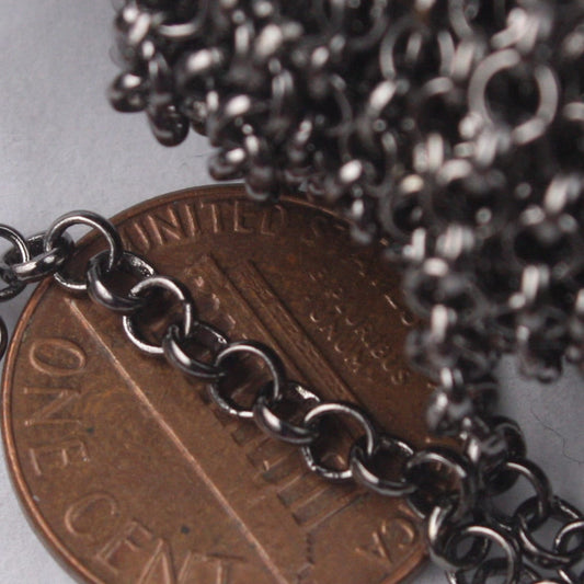 Gunmetal ROLO Chain bulk, 100 ft of SOLDERED Rolo Chain - 3.1mm Soldered Links -  Wholesale Bulk - 31BL