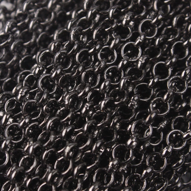 Special Sale - 32 feet of Gunmetal ROLO Chain bulk, SOLDERED Rolo Chain - 3.1mm Soldered Links - Necklace Bracelet Wholesale - 31BL