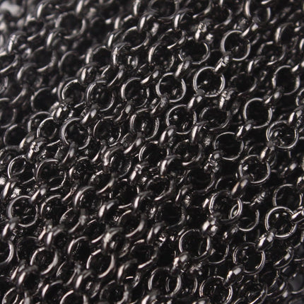 Gunmetal ROLO Chain bulk, 10 ft of SOLDERED Rolo Chain - 3.1mm Soldered Links -  Wholesale Bulk - 31BL