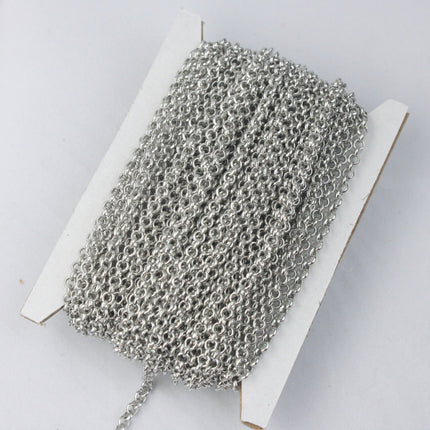 Special Sale 32 feet of Rhodium Plated Rolo Chain bulk Chain, Antique Silver SOLDERED Cable Chain 3.1mm - Soldered - 31BL