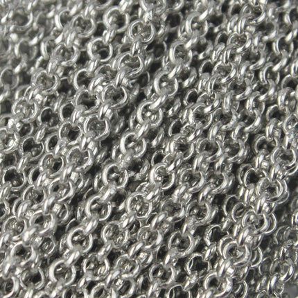 100 feet of Rhodium Plated Rolo Chain bulk Chain, Antique Silver SOLDERED Cable Chain 3.1mm - Soldered Links - 31BL