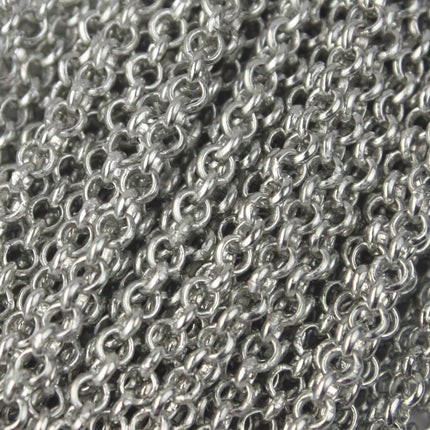 32 feet of Rhodium Plated Rolo Chain bulk Chain, Antique Silver SOLDERED Cable Chain 3.1mm - Soldered Links - 31BL