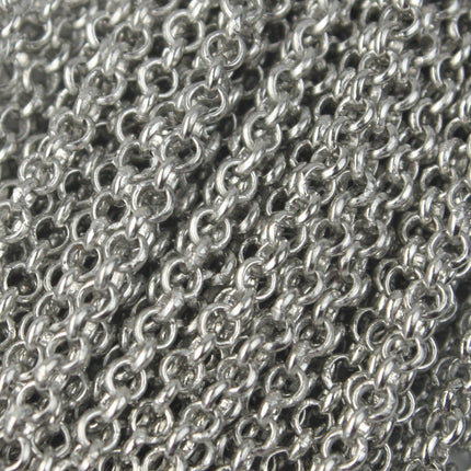 Special Sale 32 feet of Rhodium Plated Rolo Chain bulk Chain, Antique Silver SOLDERED Cable Chain 3.1mm - Soldered - 31BL