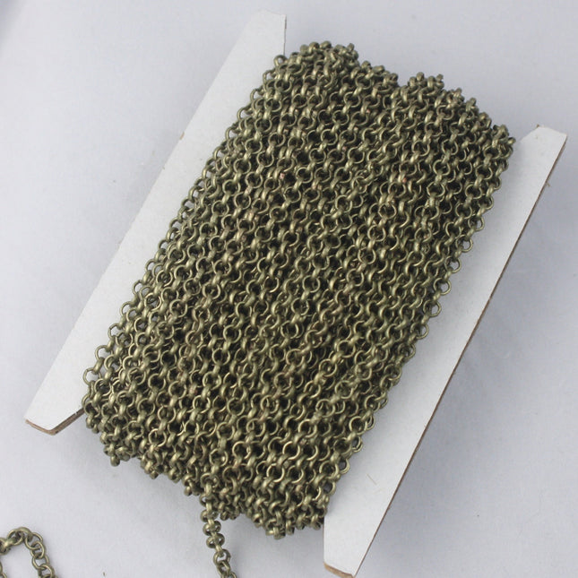 32 feet Antique Bronze ROLO Chain bulk - 3.1mm SOLDERED Link BRASS Rolo Chain - 31BL