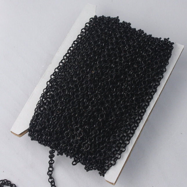 Black Rolo Chain bulk Chain, 10 ft of Rolo SOLDERED Cable Chain 3.1mm - Soldered Links -  Wholesale - 31BL